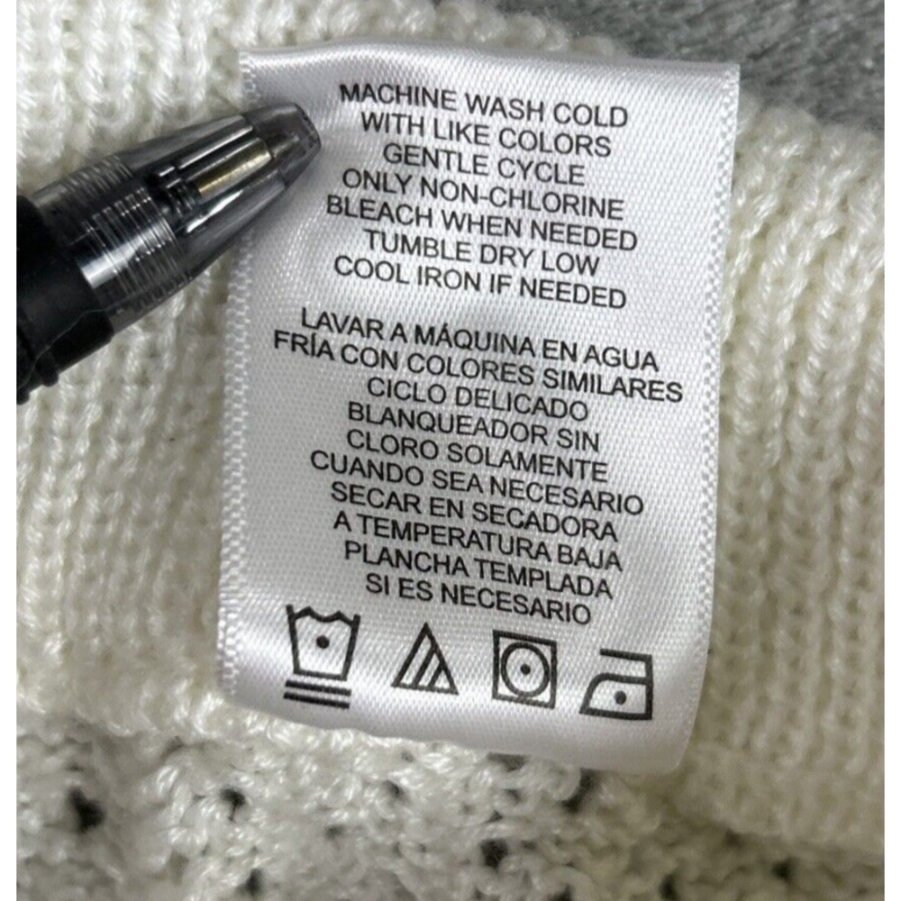 Madden‎ NYC Small White Open Knit Sweater Shorts Cover Up Boho Festival Beach - Picture 8 of 8